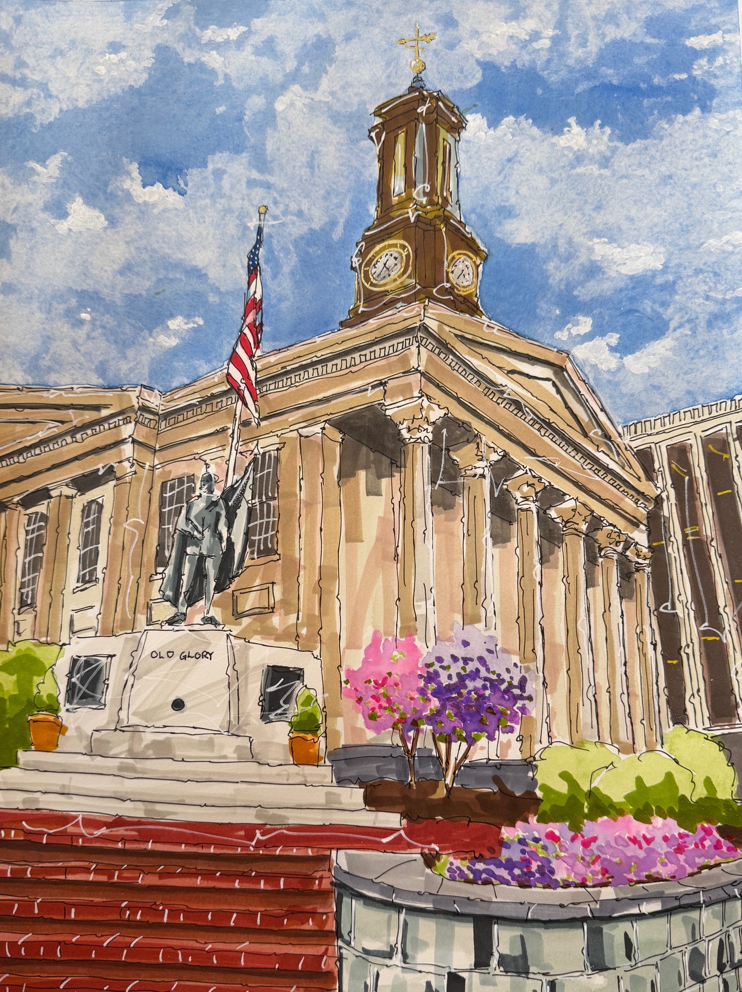 Framed Giclee Print - West Chester Courthouse (12x16)