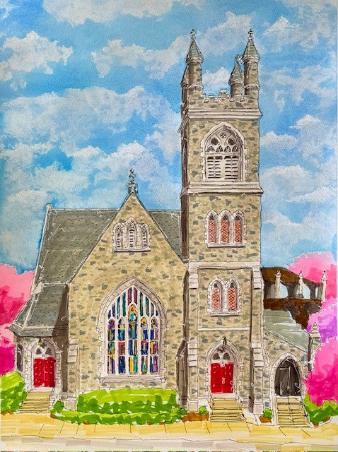 Framed Giclée Print - Wayne Presbyterian Church (12"x16")