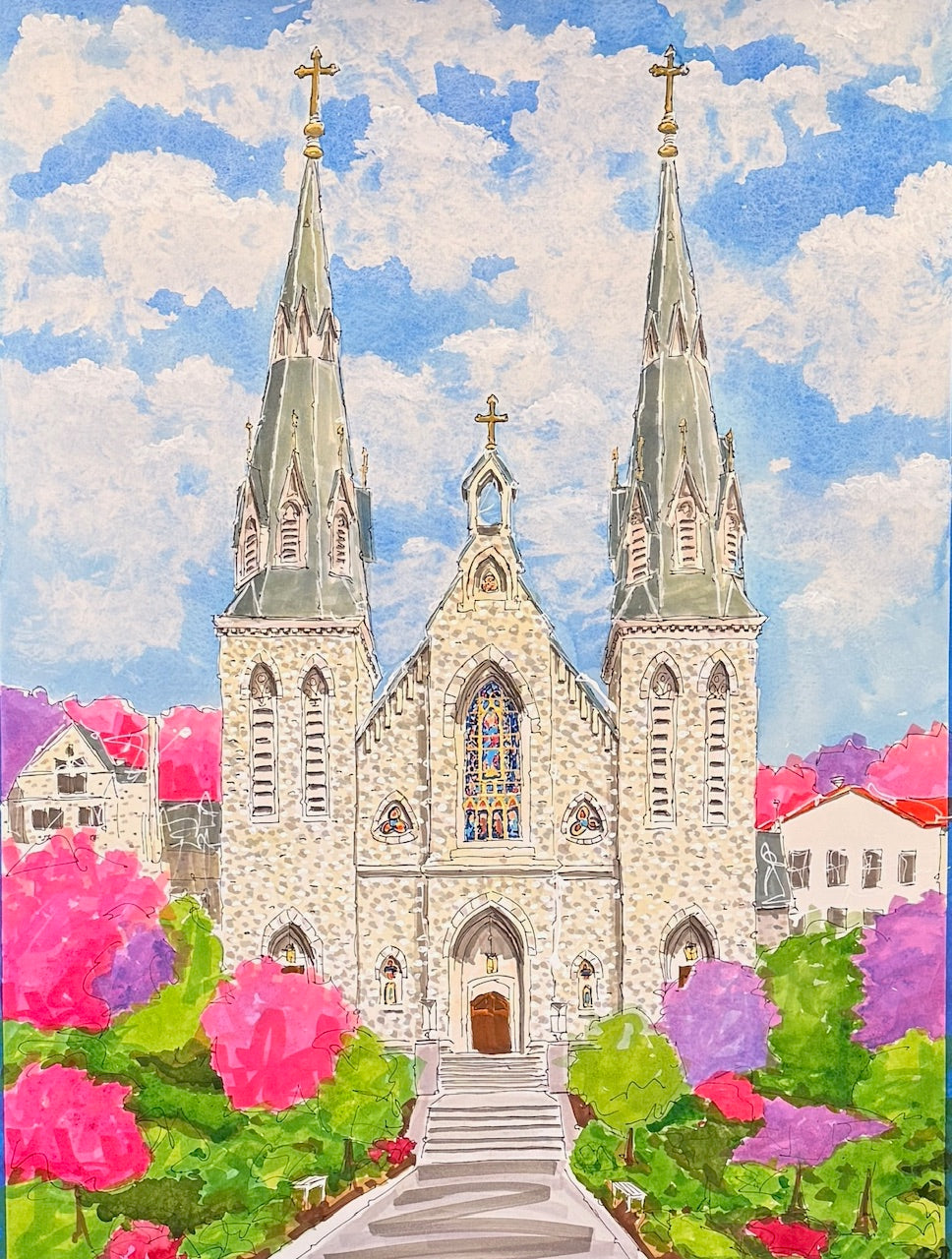 Framed Giclée Print - St. Thomas at Villanova University (12"x16")