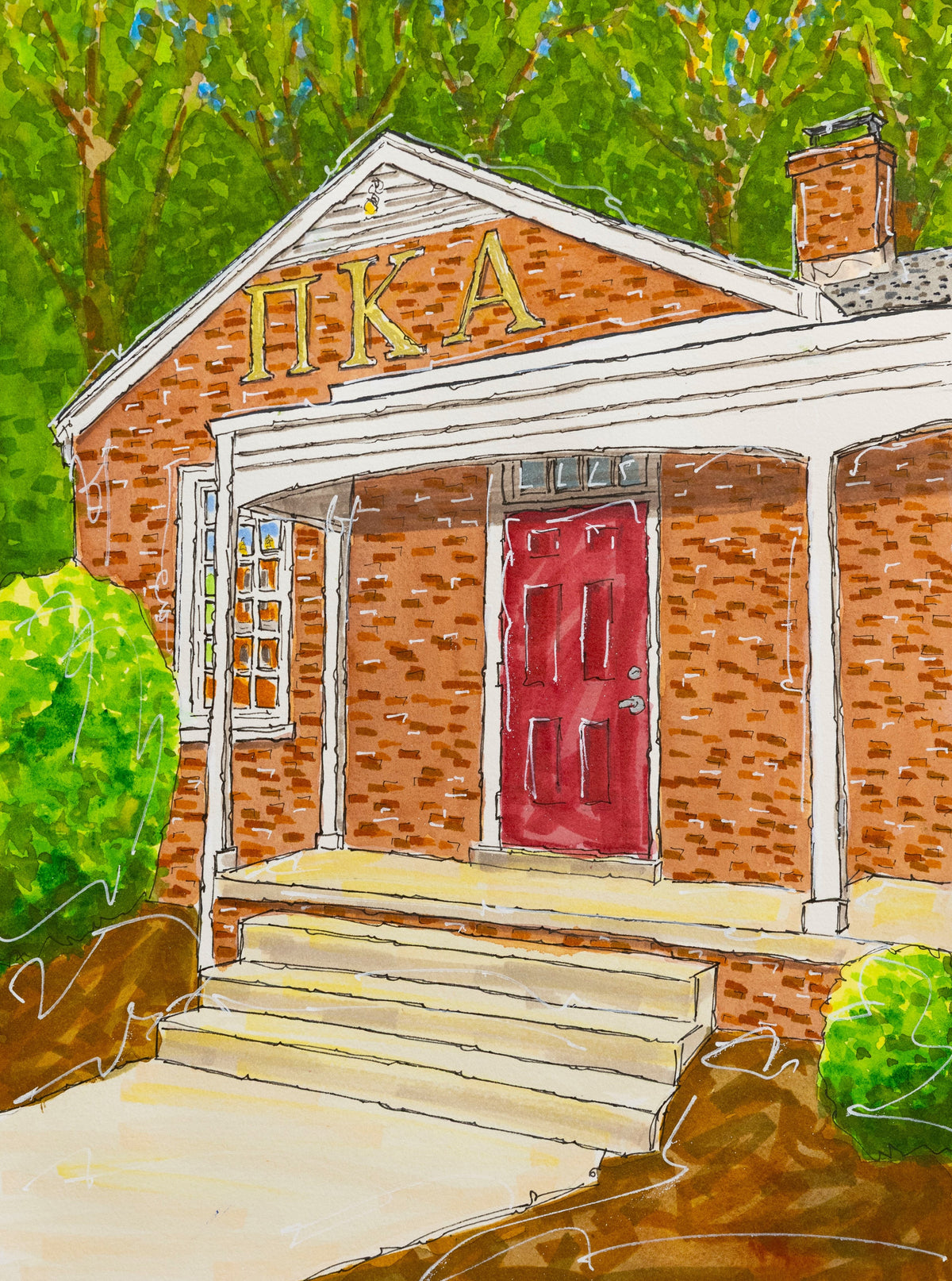 The New Pi Kappa Alpha Lodge, University of Richmond (12x16) UNFRAMED Giclée Print