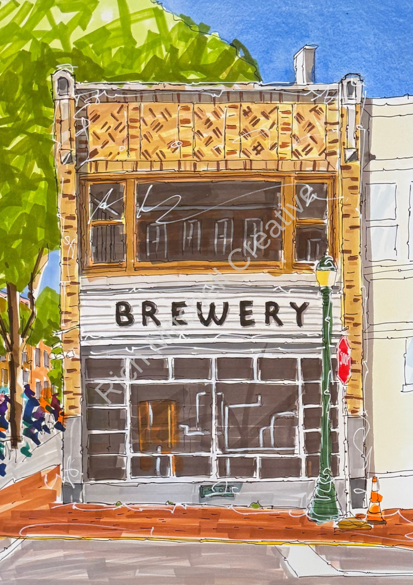 Iron Hill Brewery Original Artwork - 12x16
